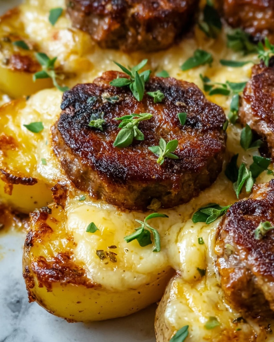 Garlic Parmesan Beef Chops with Cheesy Scalloped Potatoes Recipe - Recipe Image