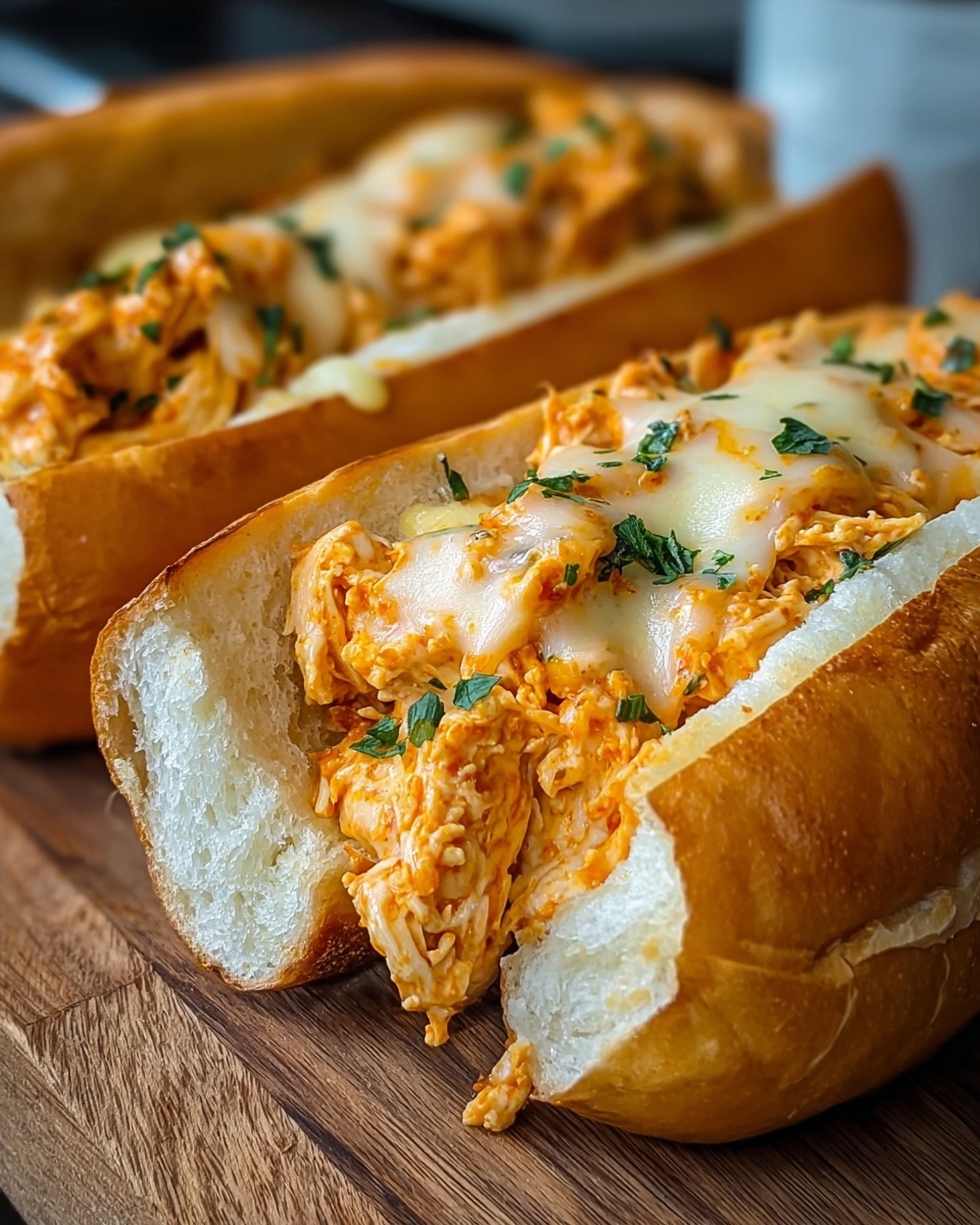 Buffalo Chicken Stuffed Cheesy Bread Subs Recipe - Recipe Image