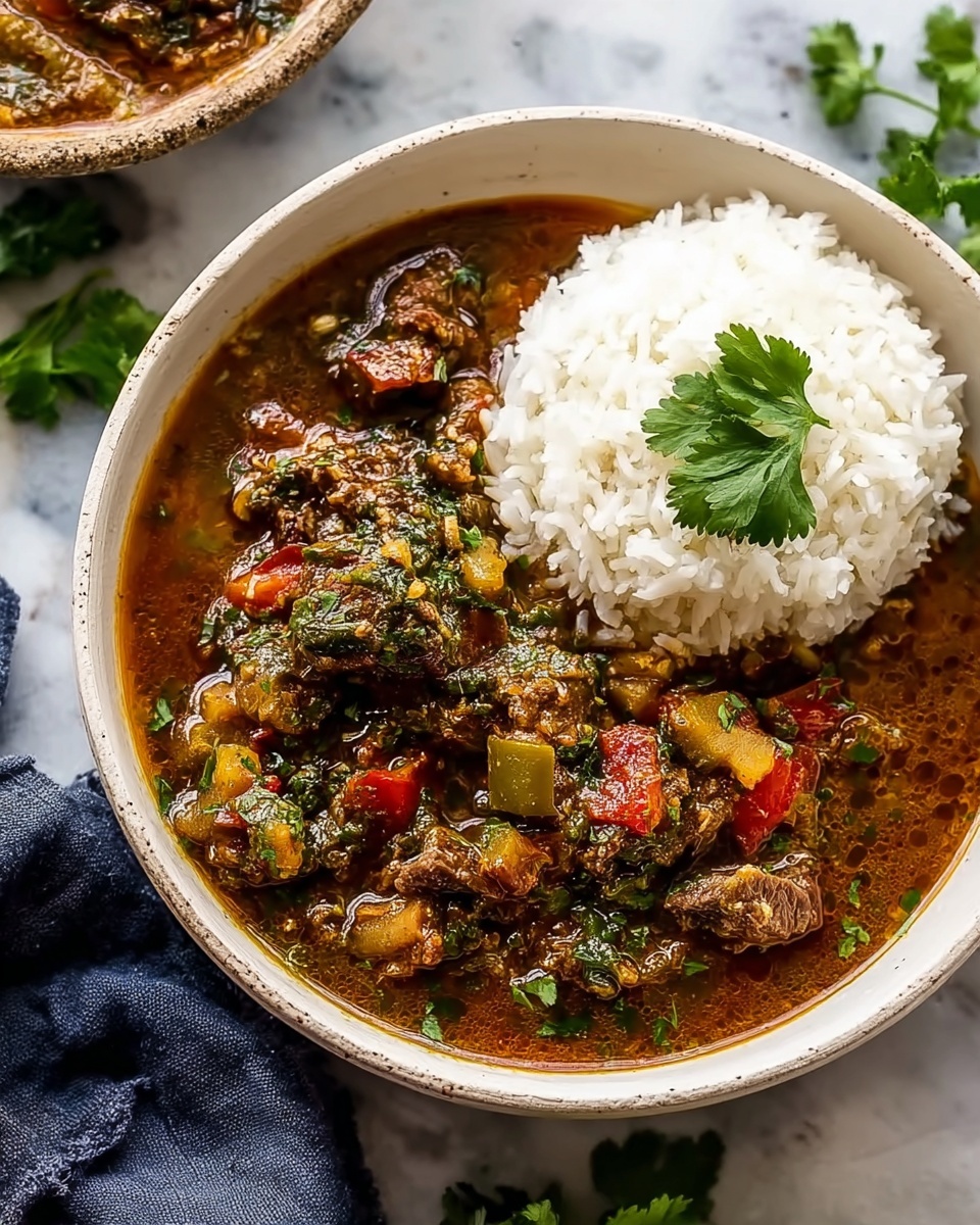 Persian Inspired Herb and Beef Stew with Rice Recipe - Recipe Image