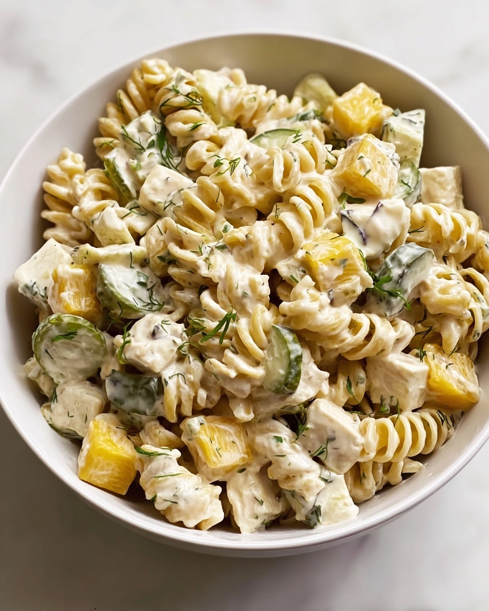 The Best Creamy Dill Pickle Pasta Salad Recipe - Recipe Image