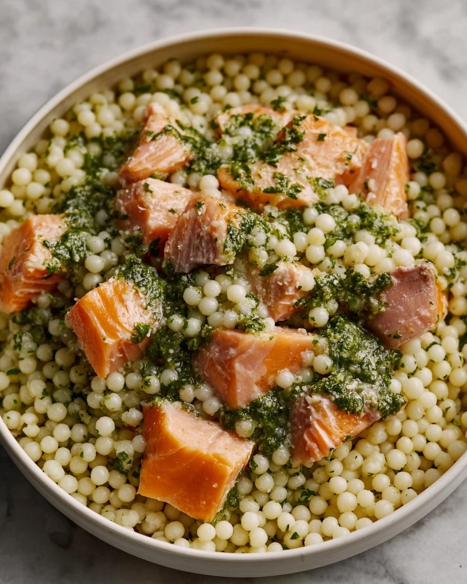 Herbed Pearl Couscous and Salmon Recipe - Recipe Image