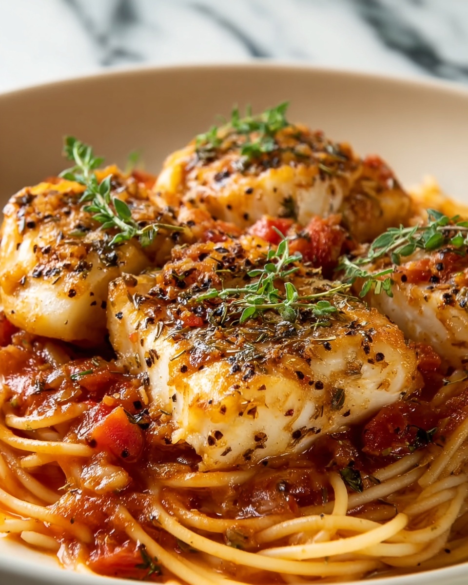 Creamy Chicken Scallopini with Caramelized Onions and Tomato-Spaghetti Recipe - Recipe Image