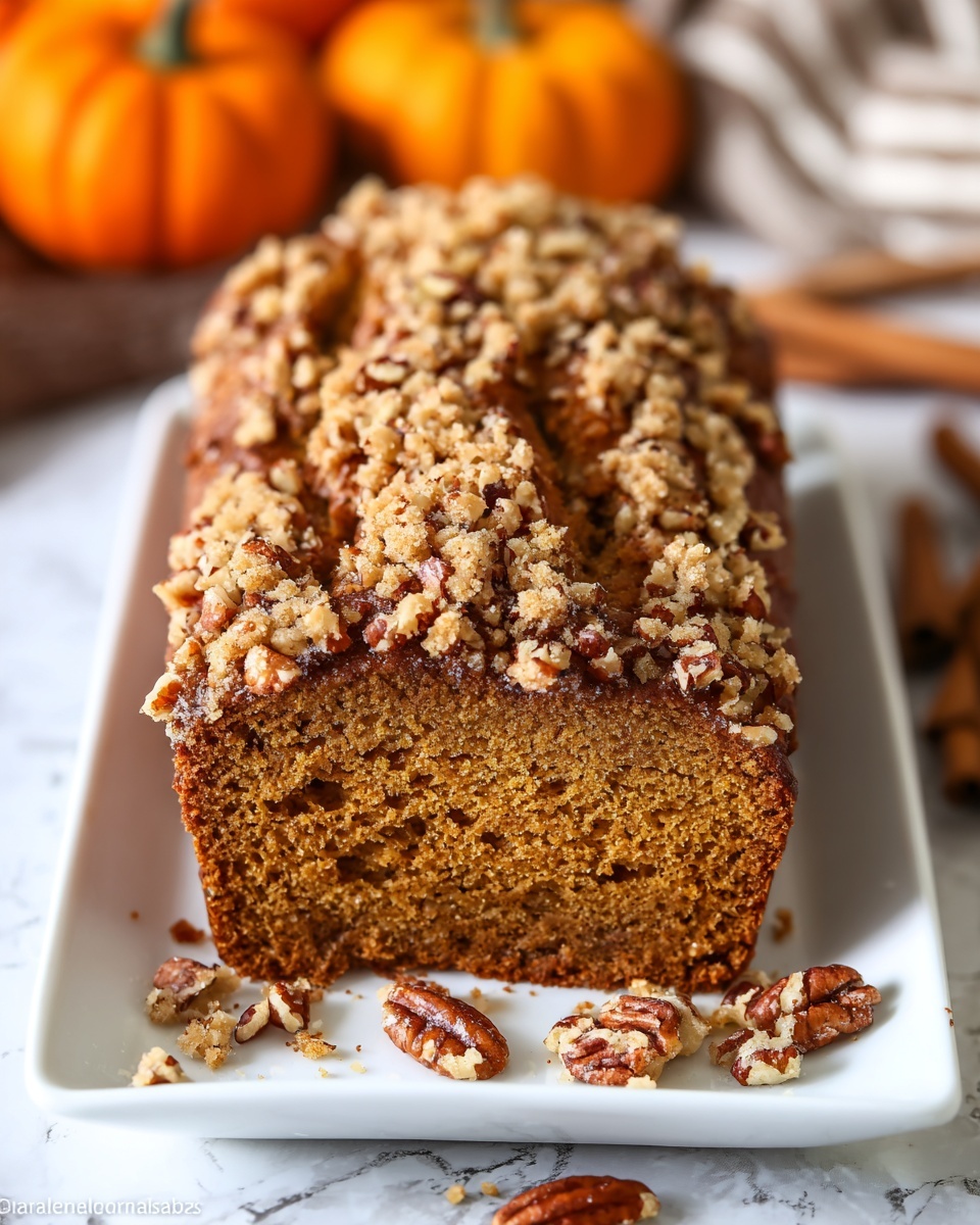 Pumpkin Bread with Brown Sugar Pecan Topping Recipe - Recipe Image