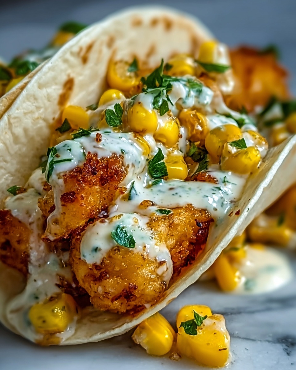 Fried Chicken Street Corn Tacos with Jalapeño Lime Ranch Recipe - Recipe Image