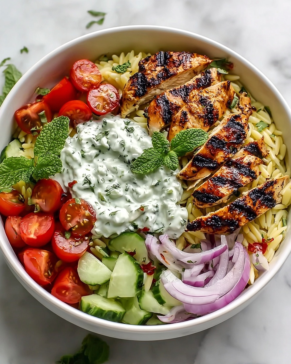 Greek Chicken Orzo Power Bowls Recipe - Recipe Image