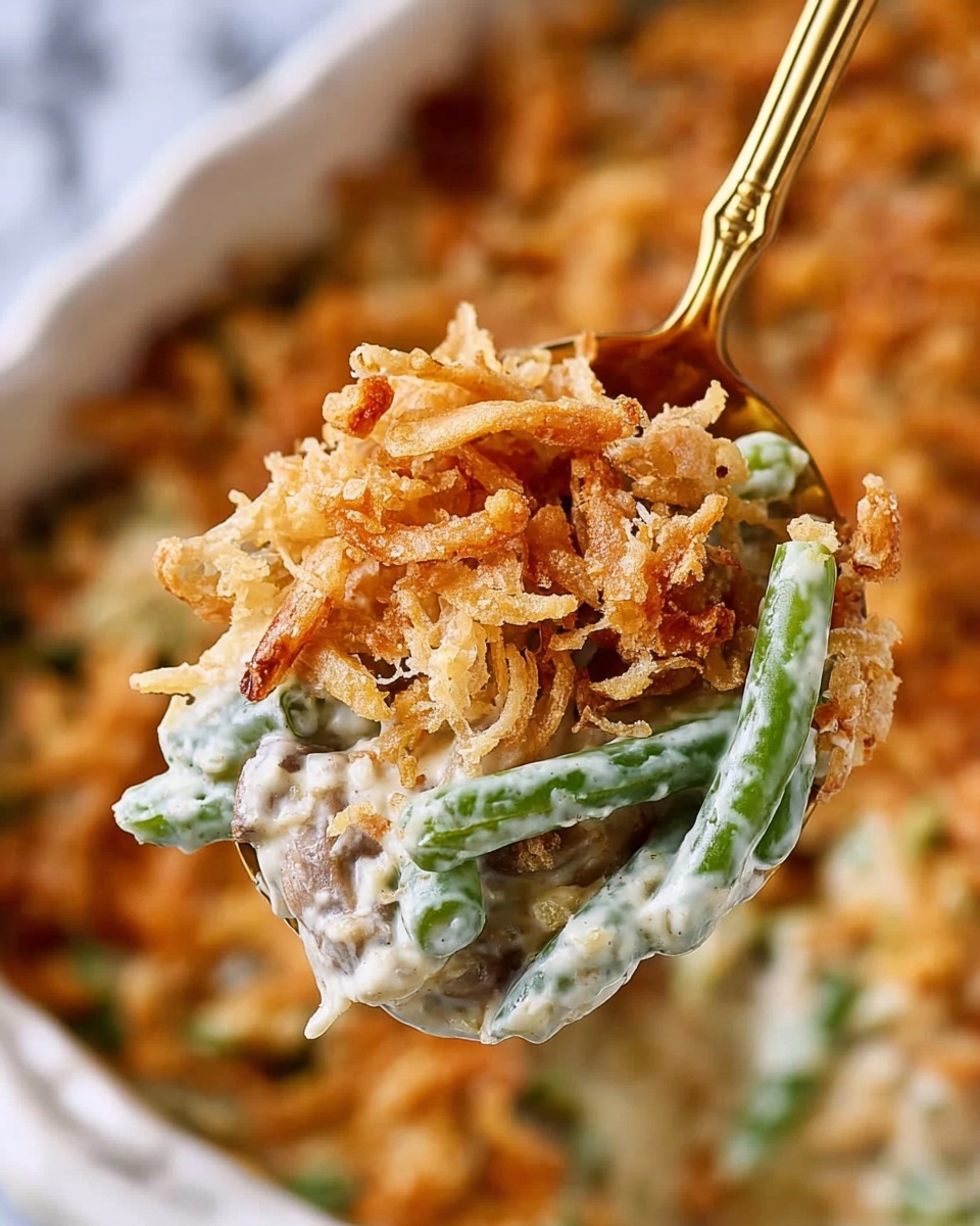 Cheesy Mushroom and Onion Green Bean Casserole Recipe - Recipe Image