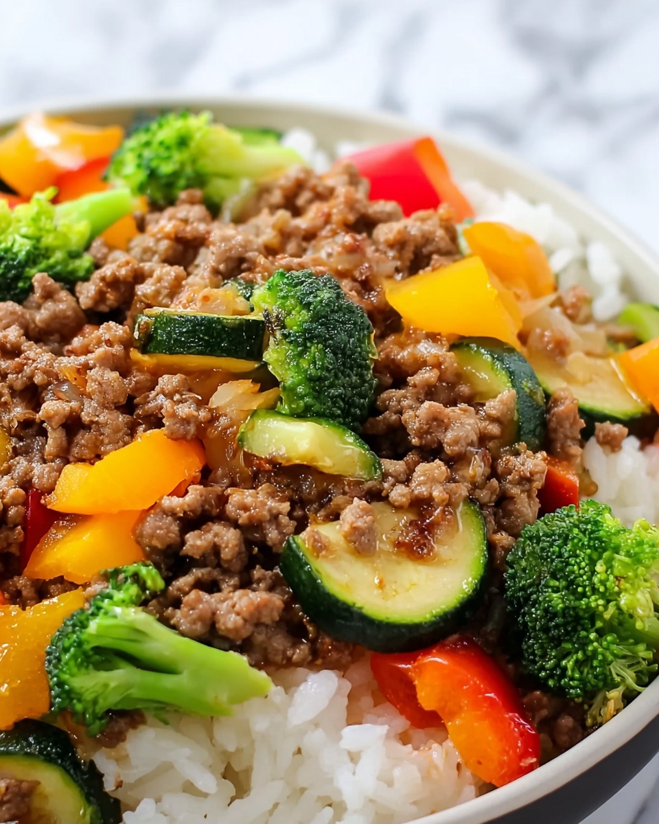 Savory Ground Turkey & Roasted Veggie Rice Bowl Recipe - Recipe Image