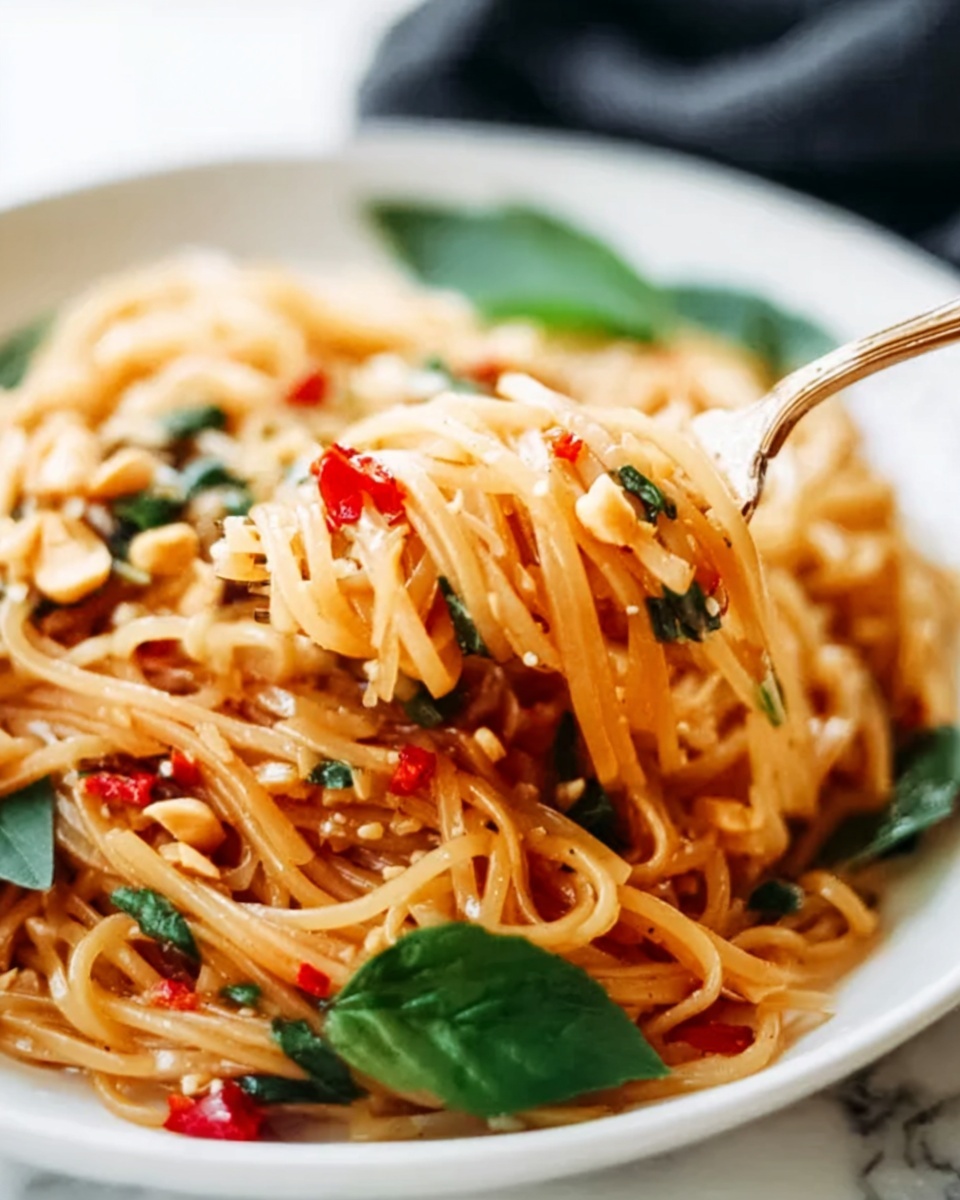 Rainbow Vegetarian Pad Thai with Peanuts and Basil Recipe - Recipe Image