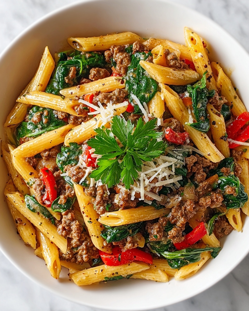 High Protein Creamy Beef Pasta Recipe - Recipe Image