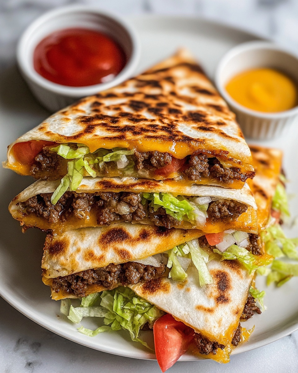 Juicy Grilled Smashburger Quesadillas Recipe - Recipe Image
