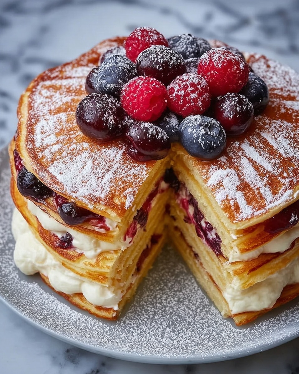 Pancake Cake with Puff Pastry and Berry Fruit Recipe - Recipe Image