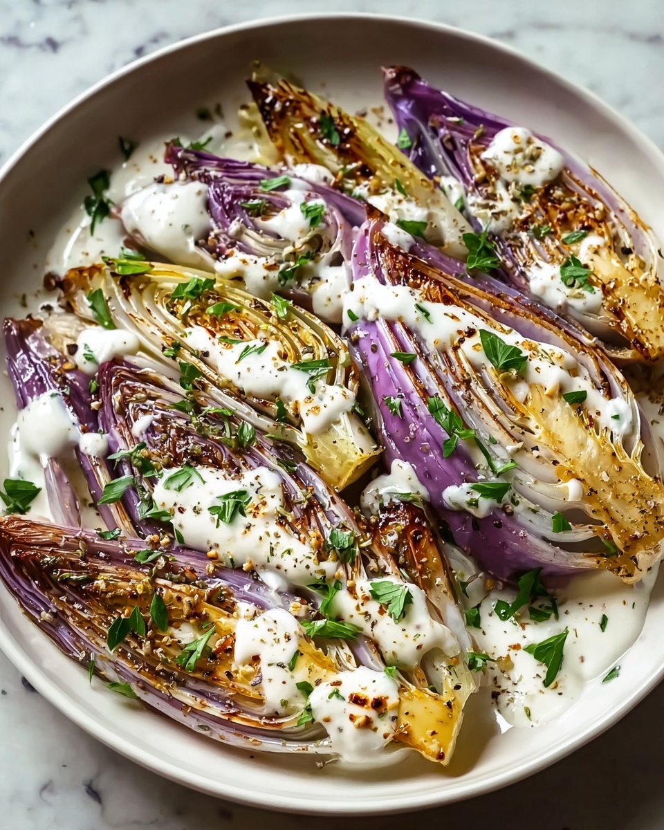 Roasted Cabbage with Creamy Yogurt Sauce Recipe - Recipe Image