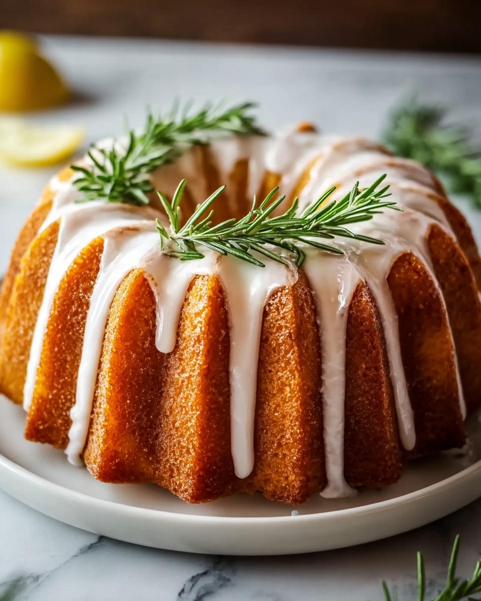 Rosemary-Lemon Bundt Cake with Candied Rosemary Recipe - Recipe Image