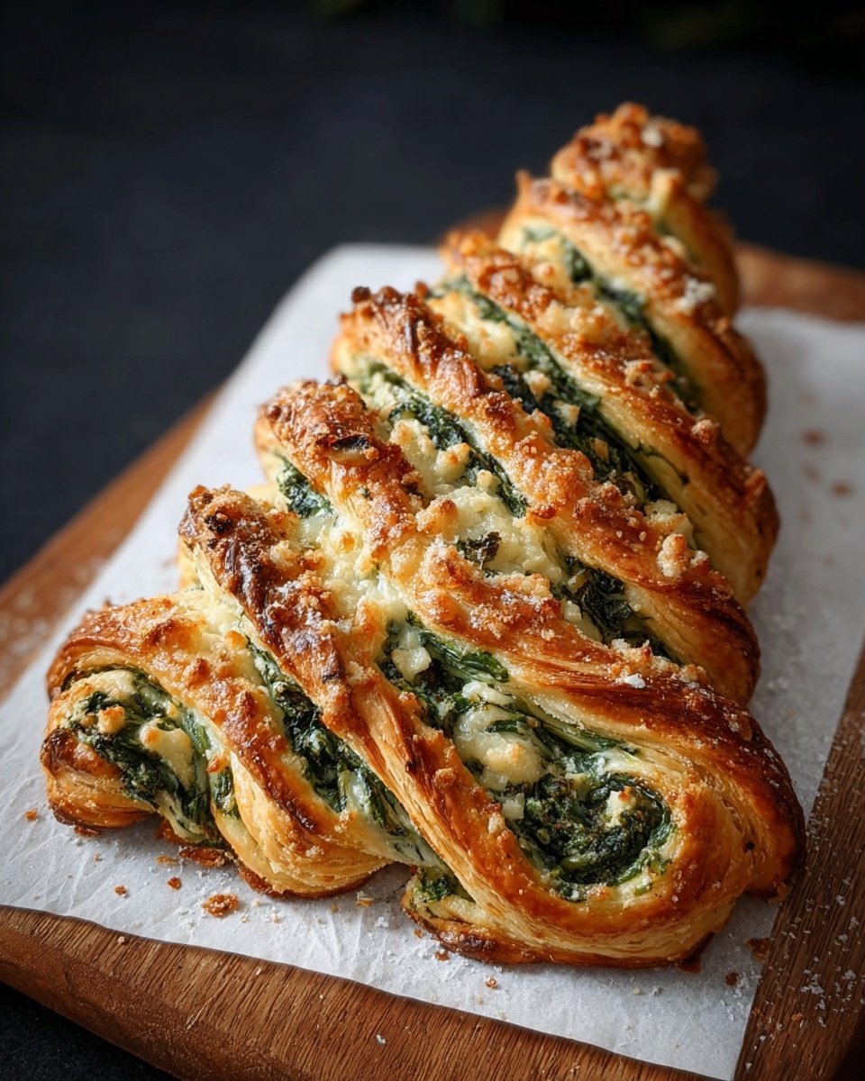 Easy Christmas Tree Spinach Feta Bread Recipe - Recipe Image
