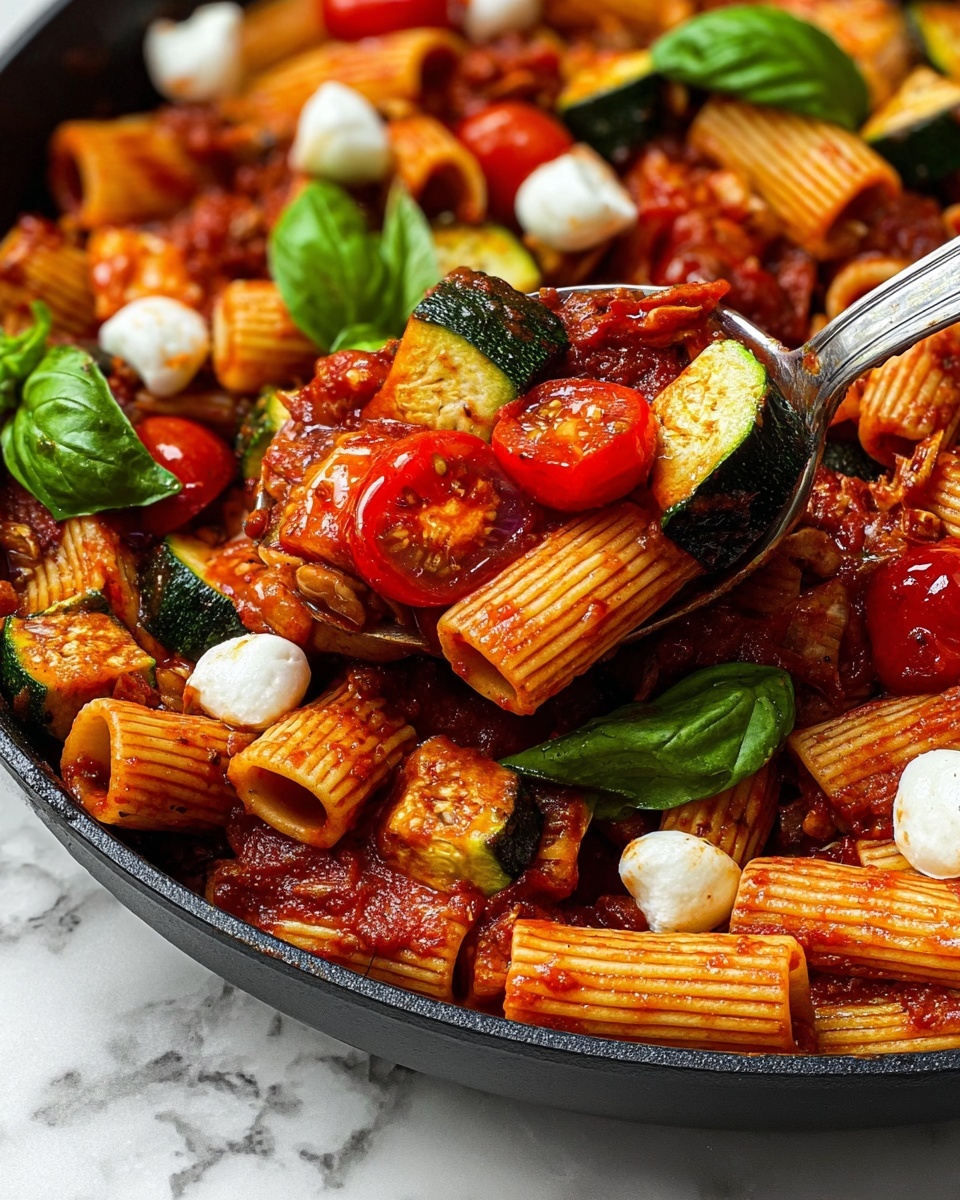 Rigatoni with Sausage, Tomatoes, and Zucchini Recipe - Recipe Image