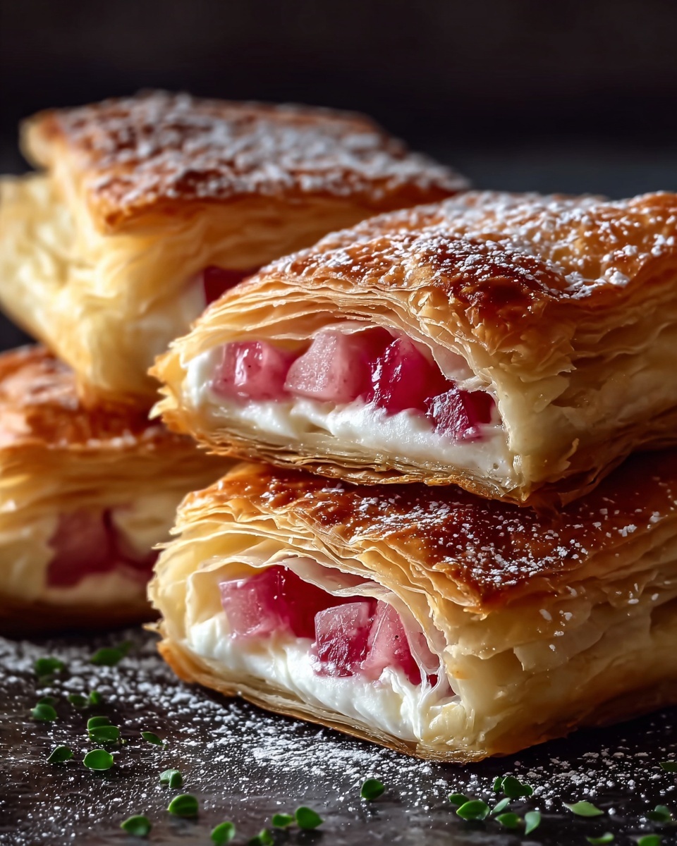 Rhubarb Cream Cheese Puff Pastries Recipe - Recipe Image