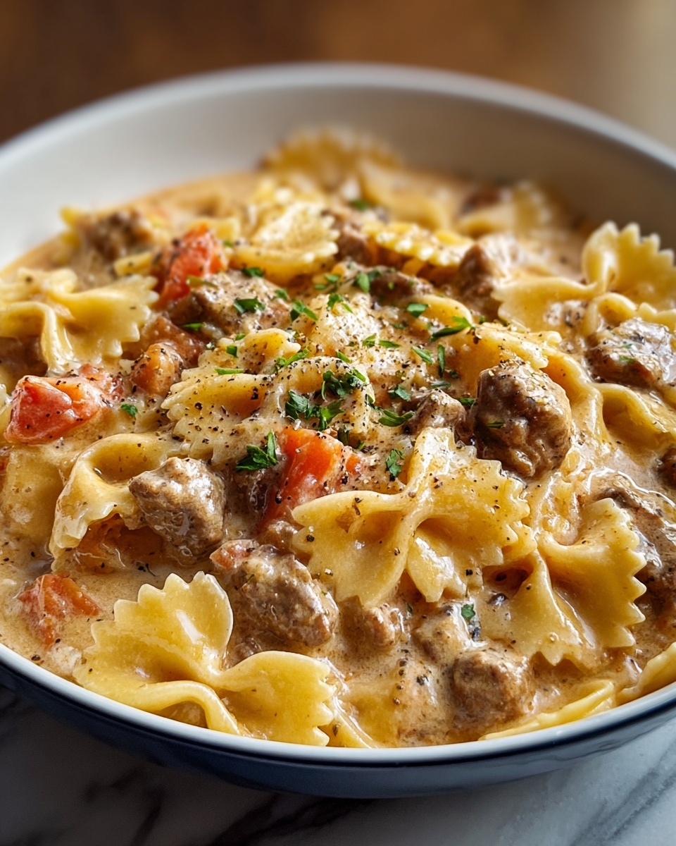 Creamy Beef and Bowtie Pasta Recipe - Recipe Image