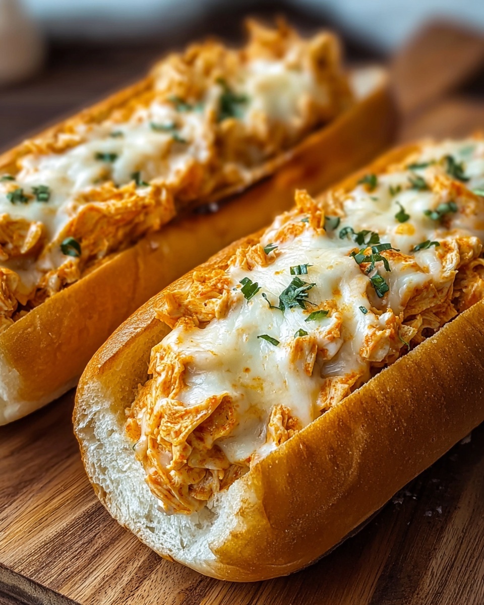 Buffalo Chicken Stuffed Cheesy Bread Subs Recipe - Recipe Image