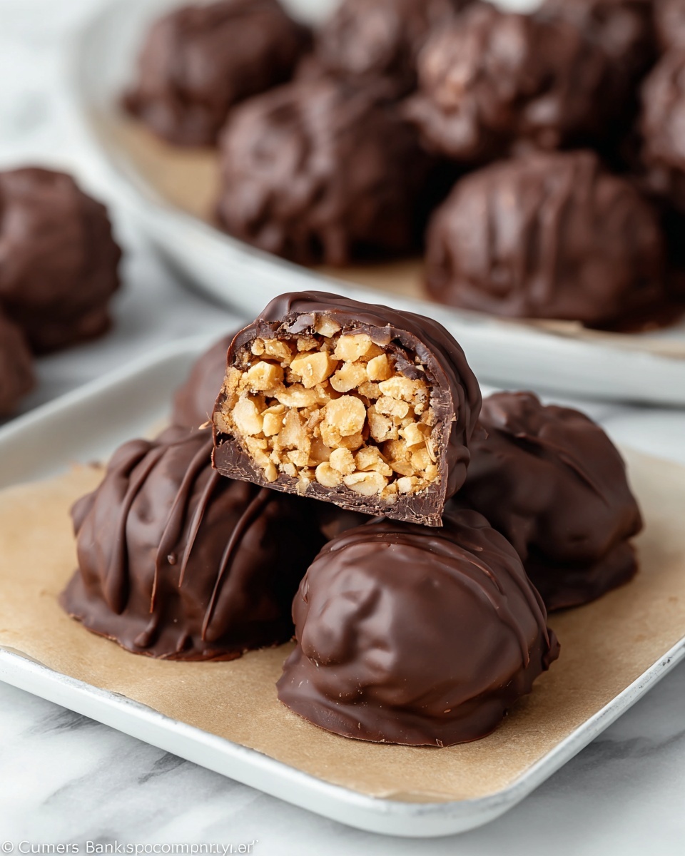 Peanut Butter Rice Krispies Balls with Chocolate Coating Recipe - Recipe Image