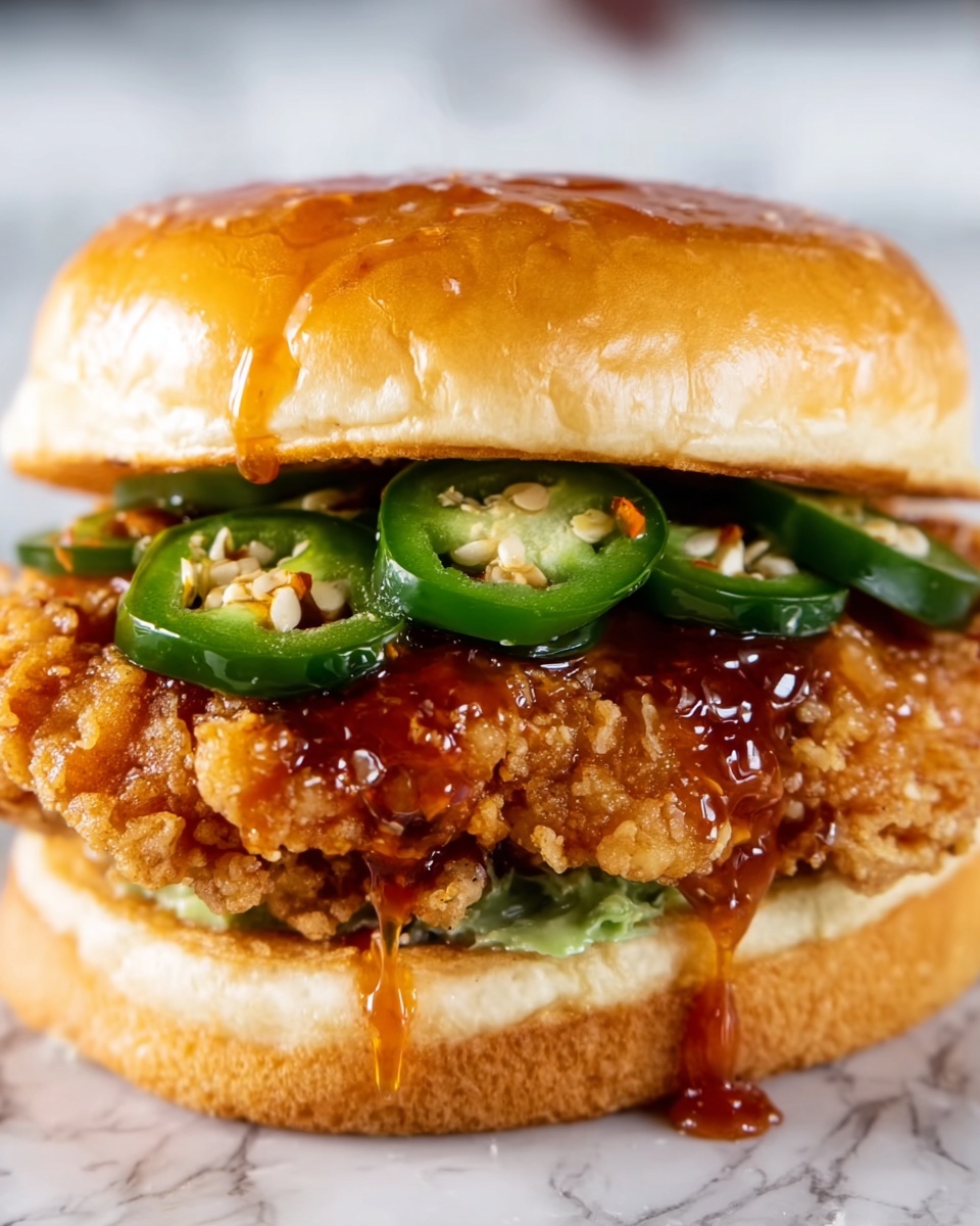 Crispy Fried Chicken Sandwich with Hot Honey and JalapeƱos Recipe - Recipe Image