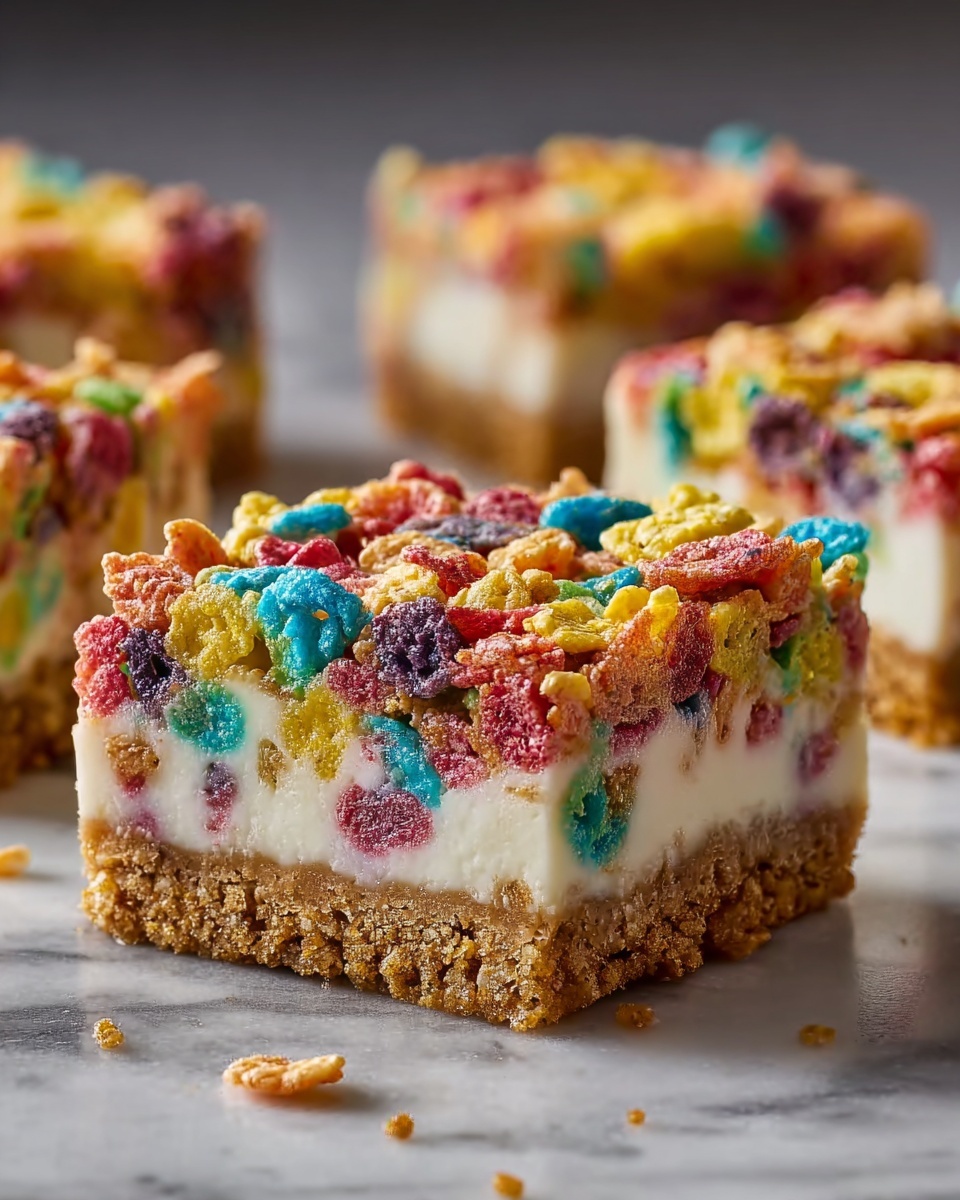Fruity Pebbles Cookie Cheesecake Bars Recipe - Recipe Image