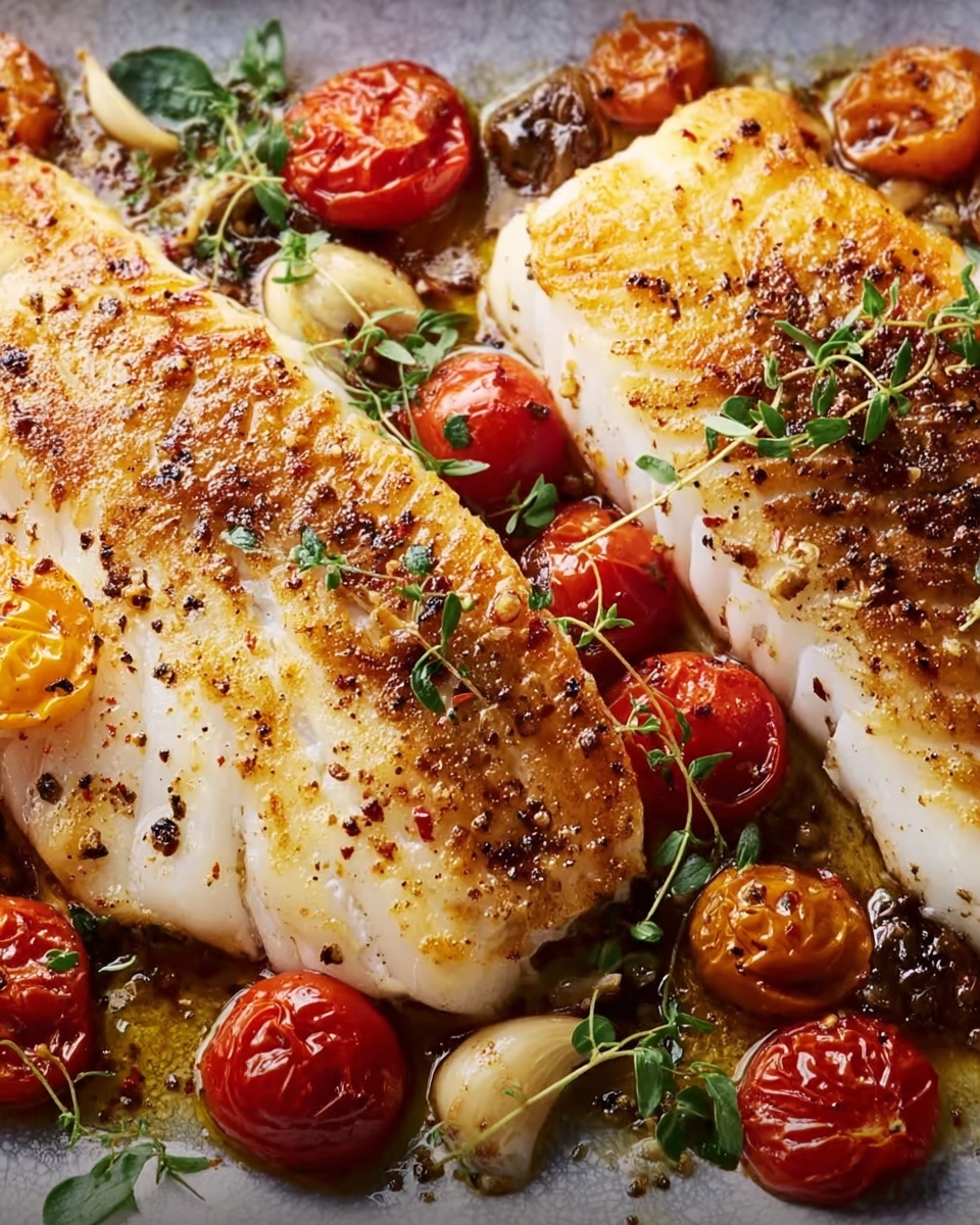 Baked Mediterranean Cod with Cherry Tomatoes Recipe - Recipe Image