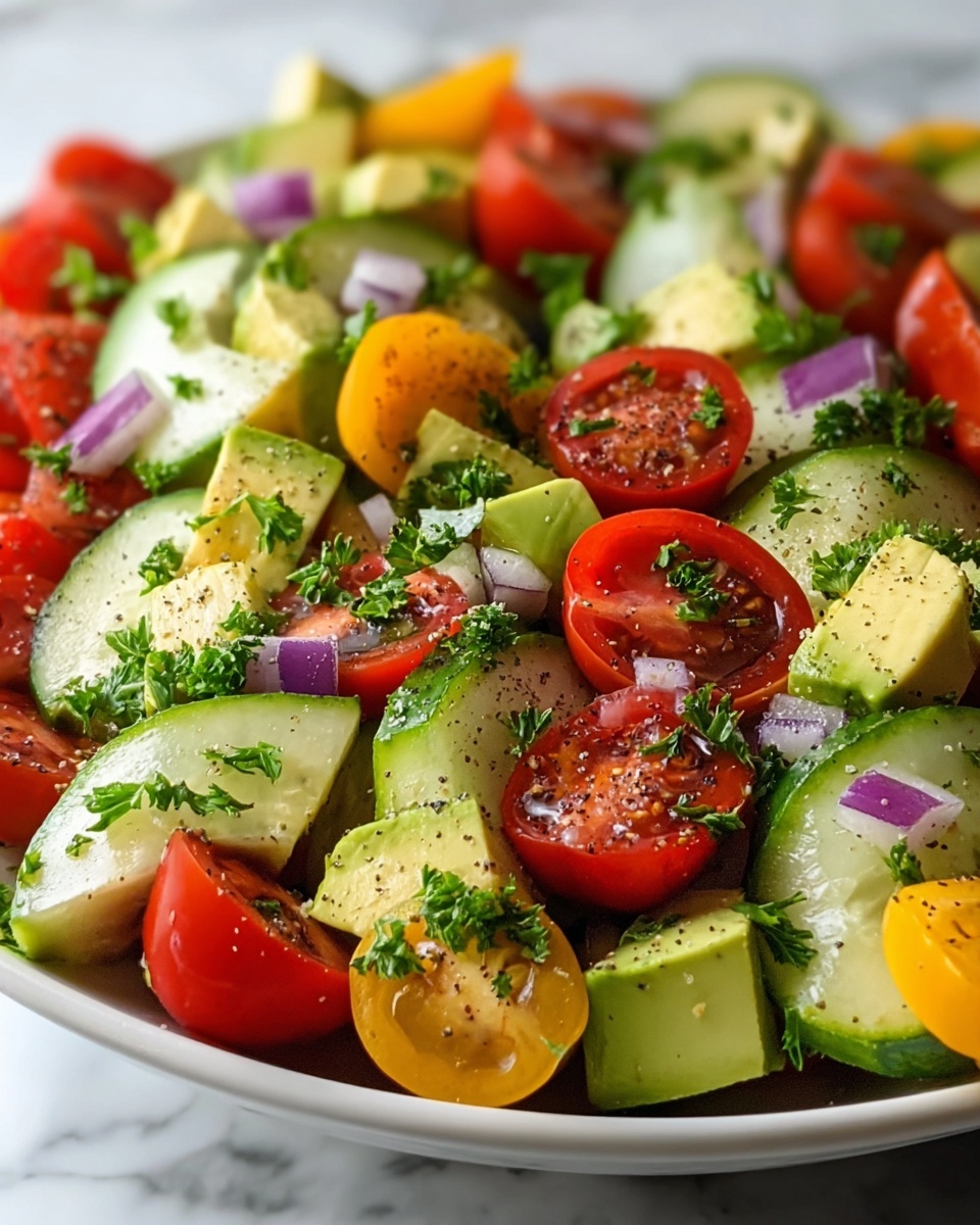 Cucumber Tomato Avocado Salad Recipe - Recipe Image