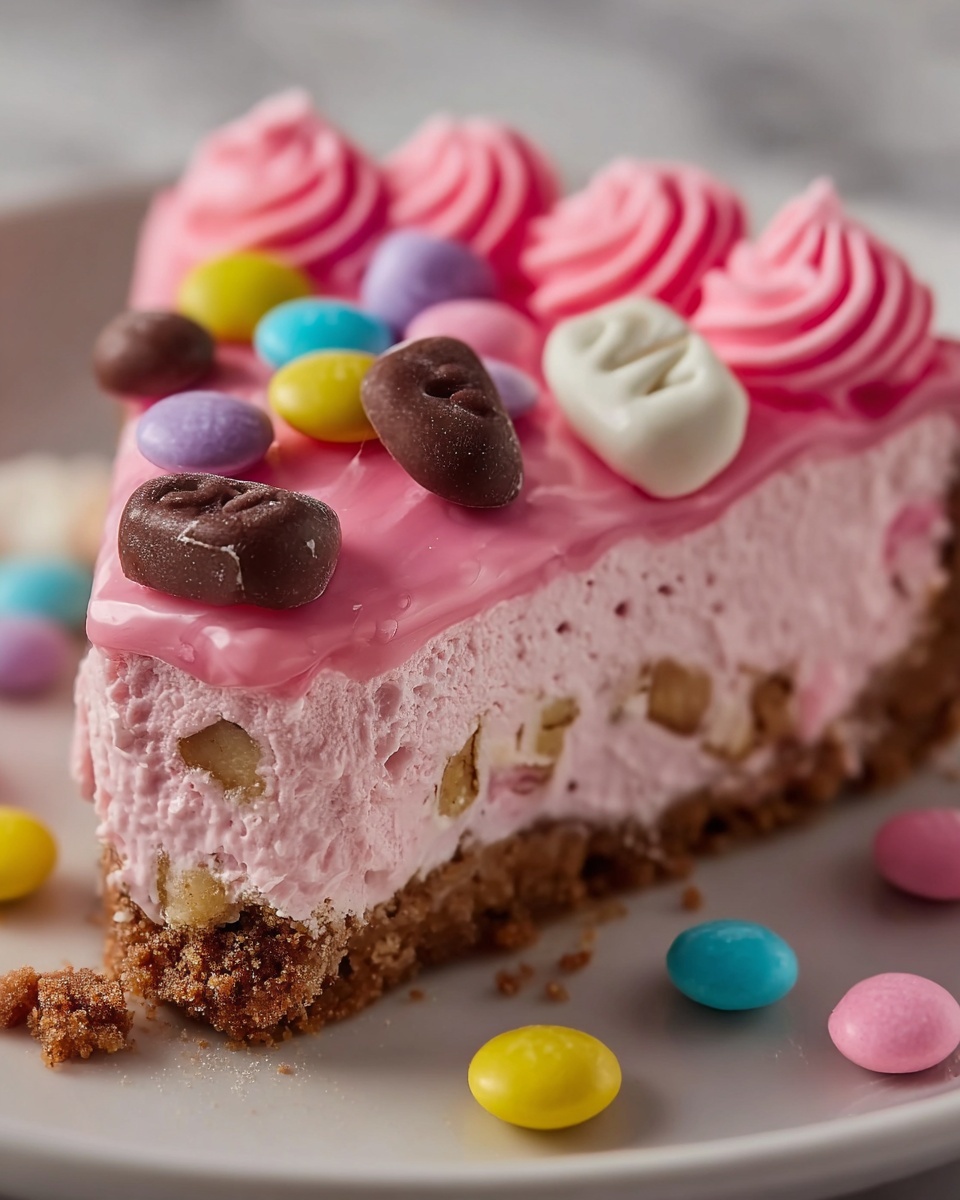 Pink M&M Snickers Cheesecake Recipe - Recipe Image