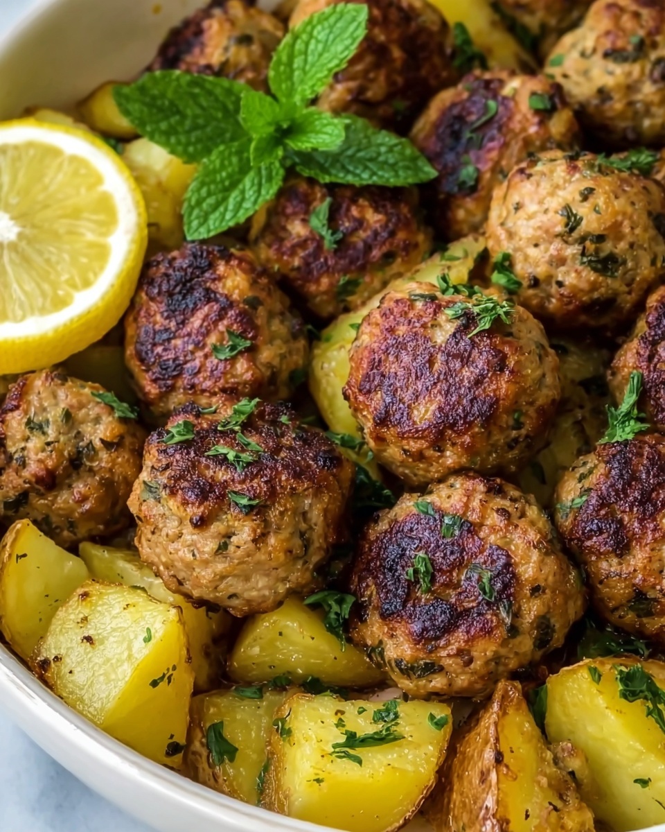 One-Pan Greek Meatballs and Potatoes Recipe - Recipe Image