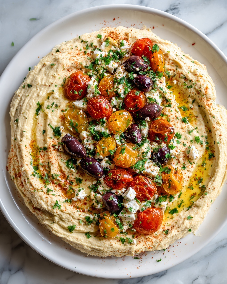 Greek Style Loaded Hummus Recipe - Recipe Image
