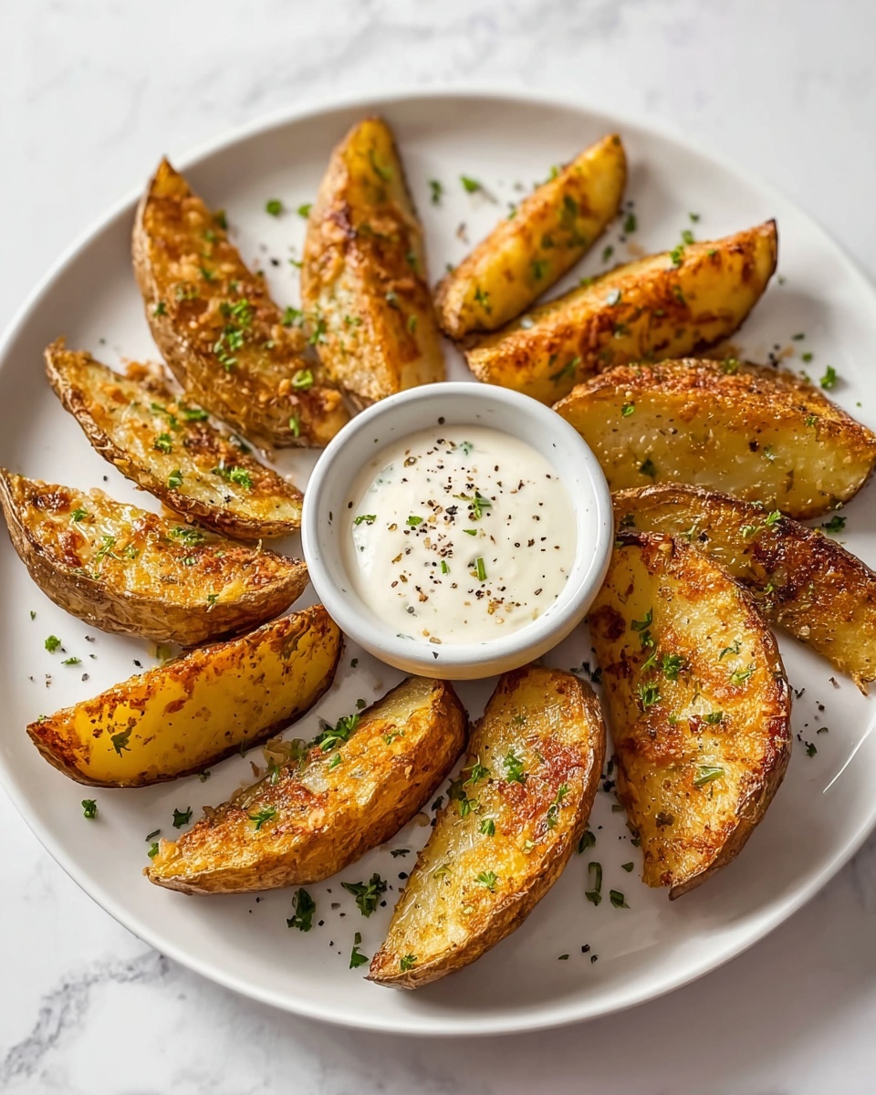 Baked Garlic Parmesan Potato Wedges Recipe - Recipe Image