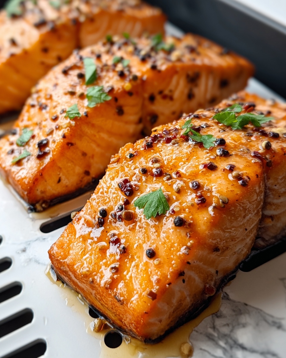 Air Fryer Honey Mustard Glazed Salmon Recipe - Recipe Image