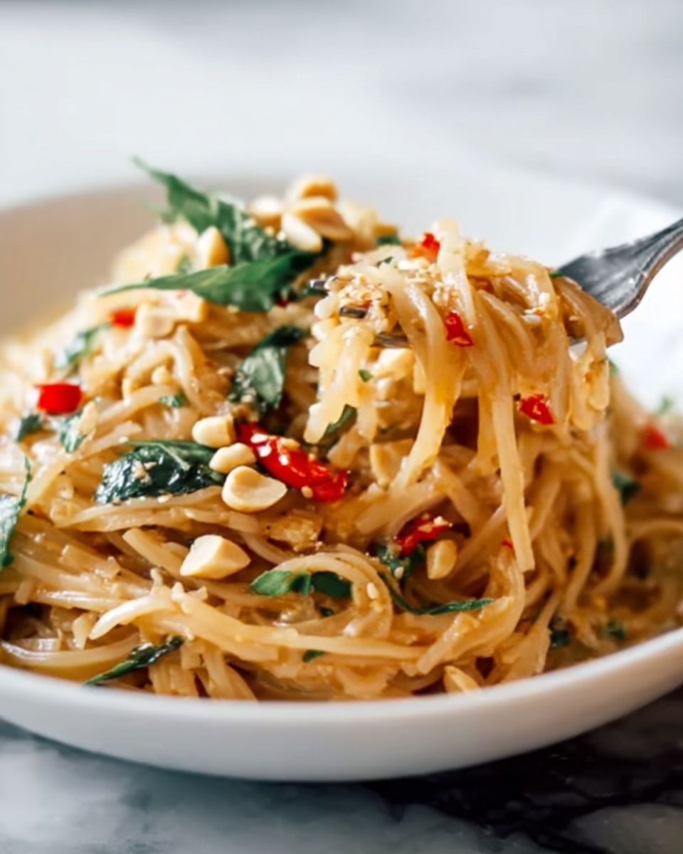 Rainbow Vegetarian Pad Thai with Peanuts and Basil Recipe - Recipe Image