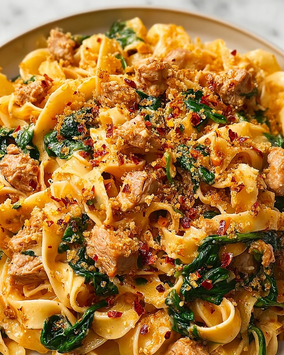 Spicy Tuna Spinach Pasta Recipe - Recipe Image
