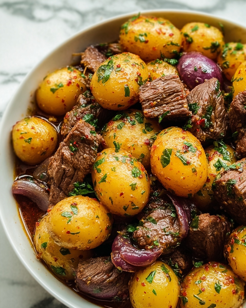 Crockpot Garlic Butter Beef Bites with Potatoes Recipe - Recipe Image