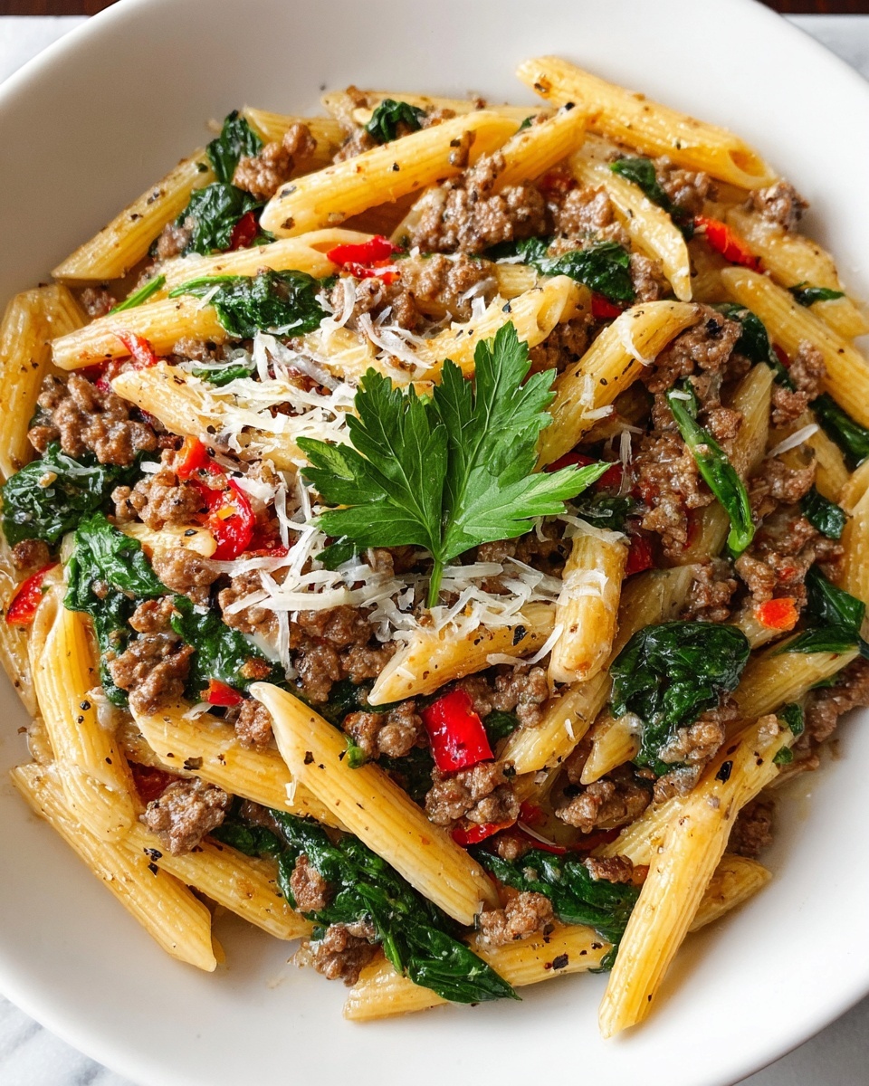 High Protein Creamy Beef Pasta Recipe - Recipe Image