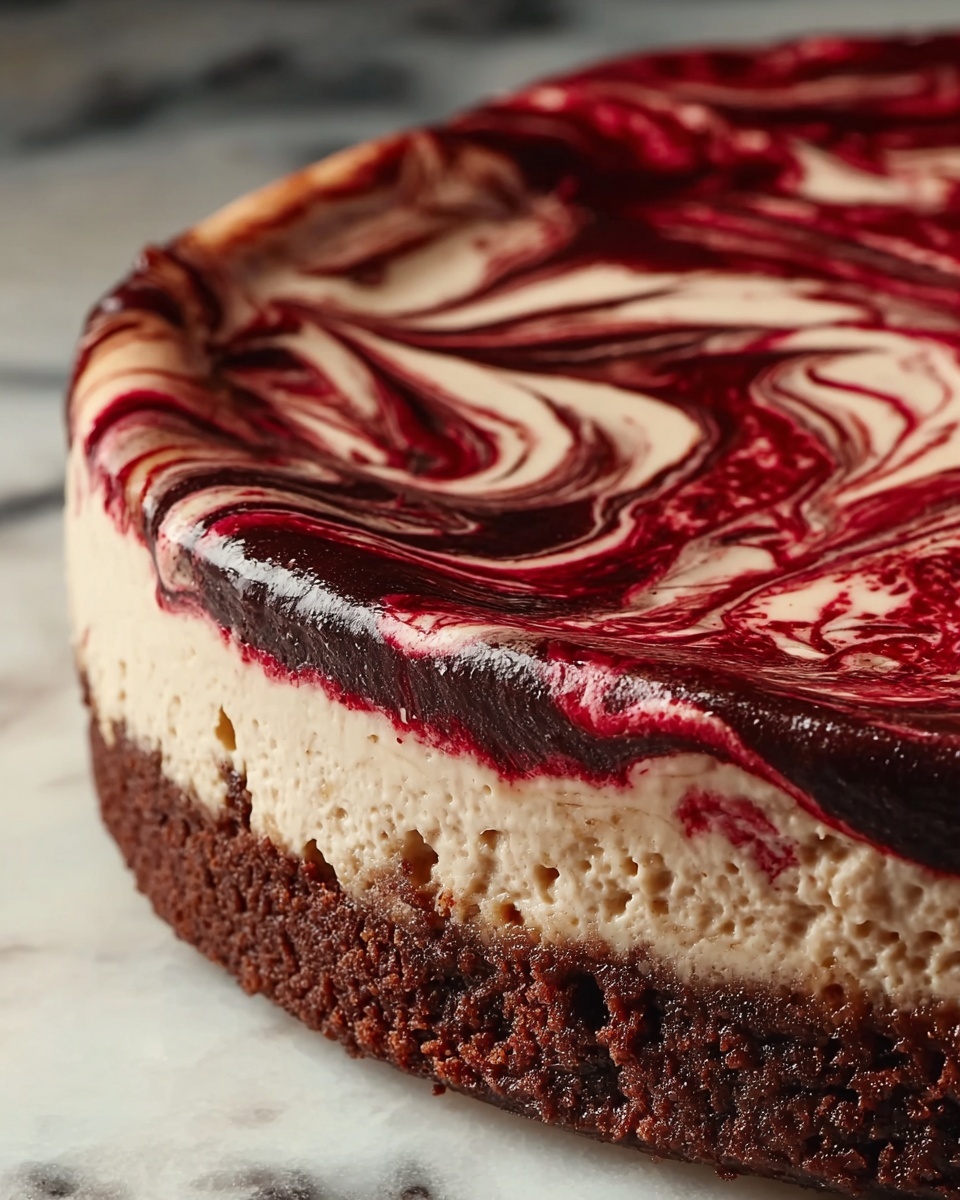 Chocolate Strawberry Swirl Cheesecake Recipe - Recipe Image