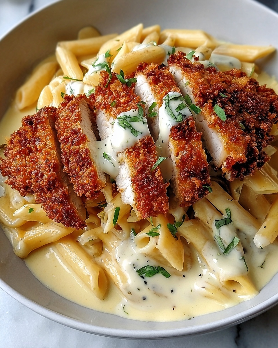 Crispy Chicken with Creamy Pasta Recipe - Recipe Image