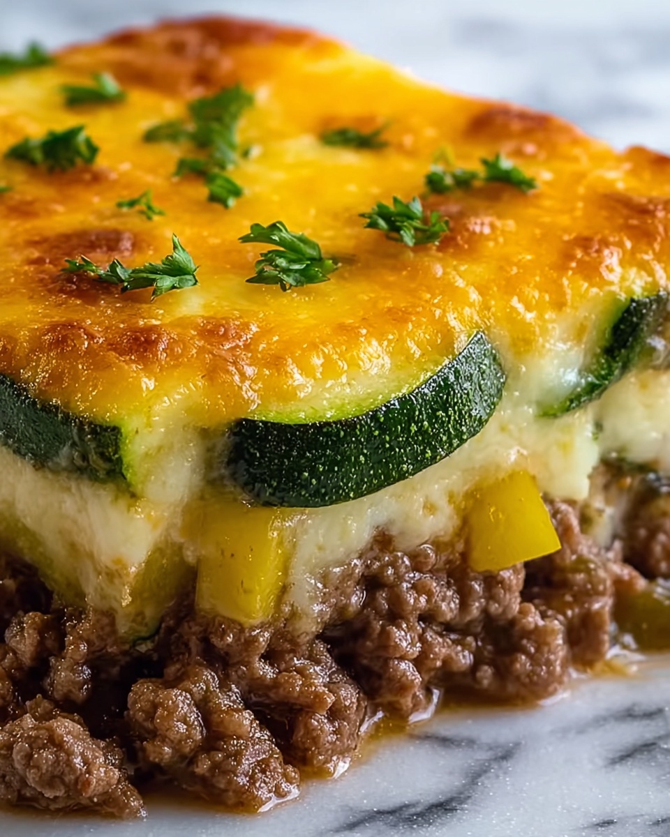 Cheesy Beef & Zucchini Casserole Recipe - Recipe Image