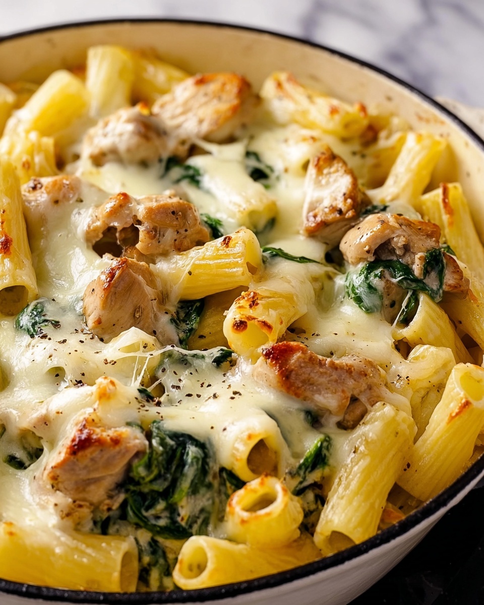 Cheesy Spinach Chicken Pasta Recipe - Recipe Image