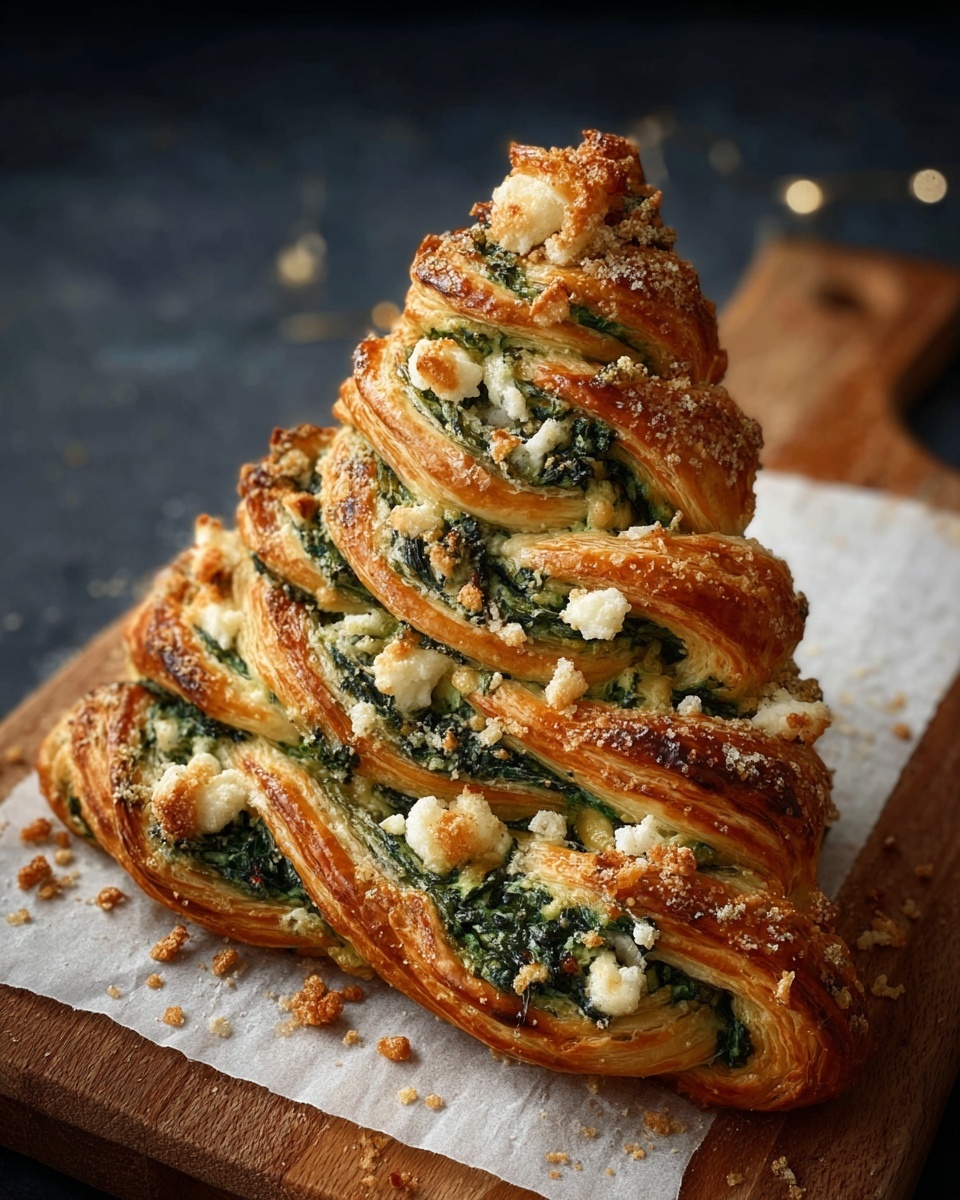 Easy Christmas Tree Spinach Feta Bread Recipe - Recipe Image