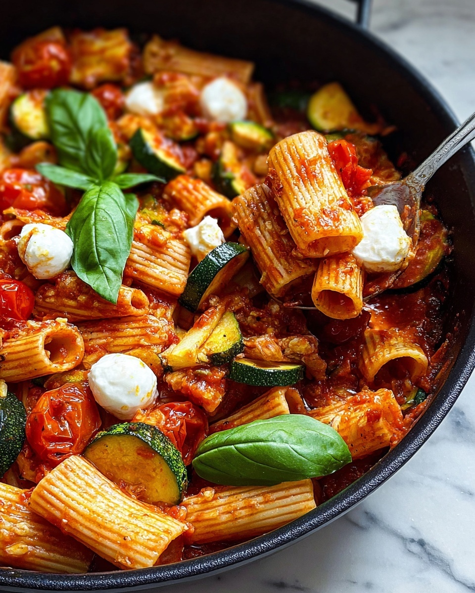 Rigatoni with Sausage, Tomatoes, and Zucchini Recipe - Recipe Image