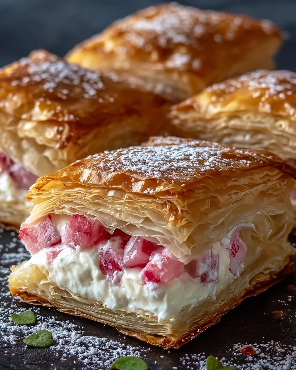 Rhubarb Cream Cheese Puff Pastries Recipe - Recipe Image