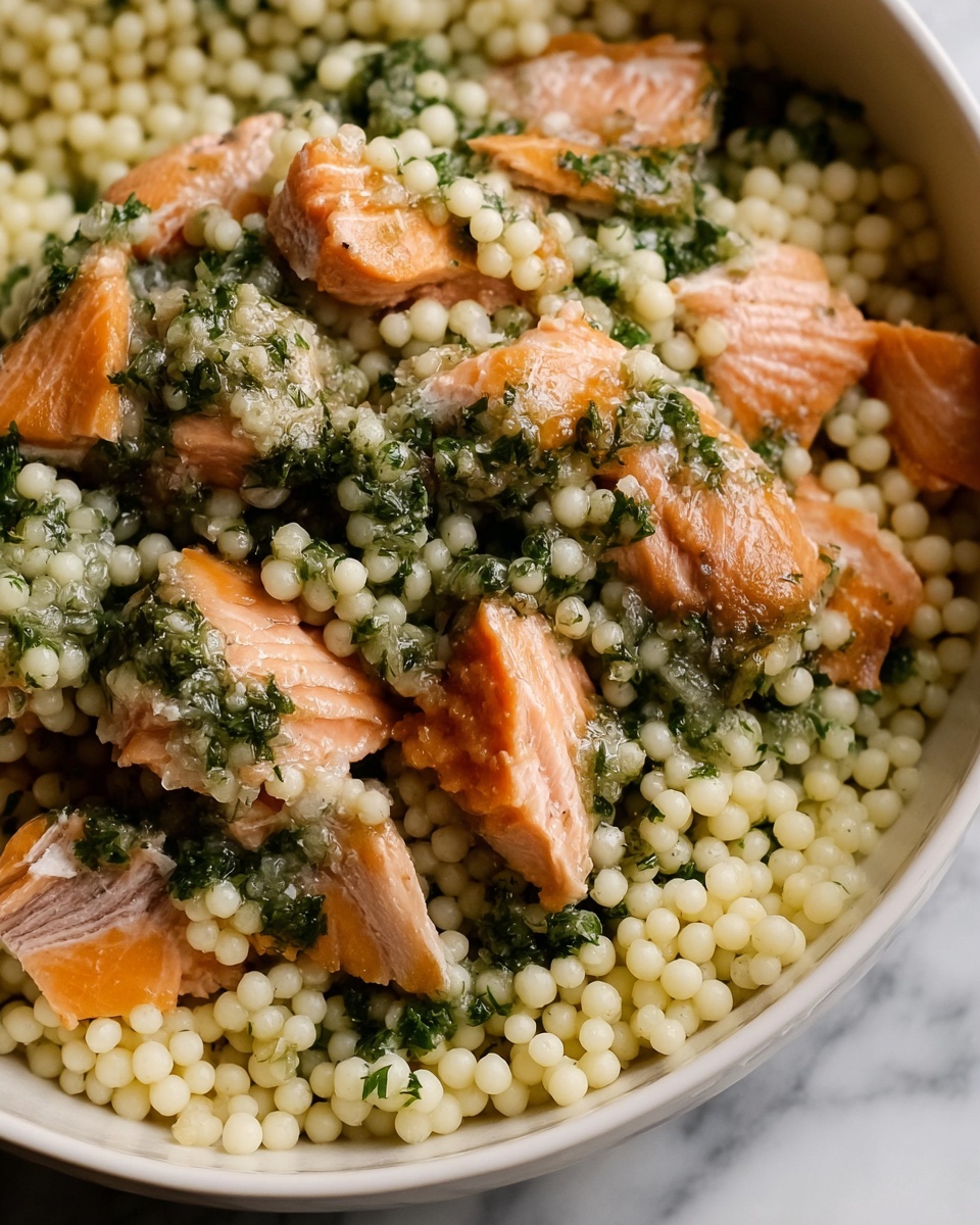 Herbed Pearl Couscous and Salmon Recipe - Recipe Image