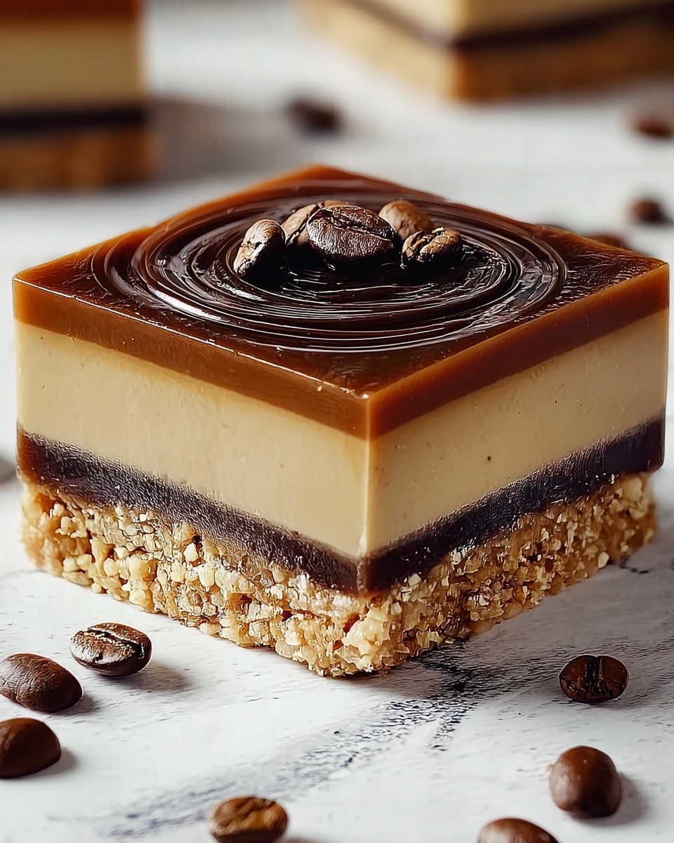 Elegant Coffee Caramel Cheesecake Bars Recipe - Recipe Image