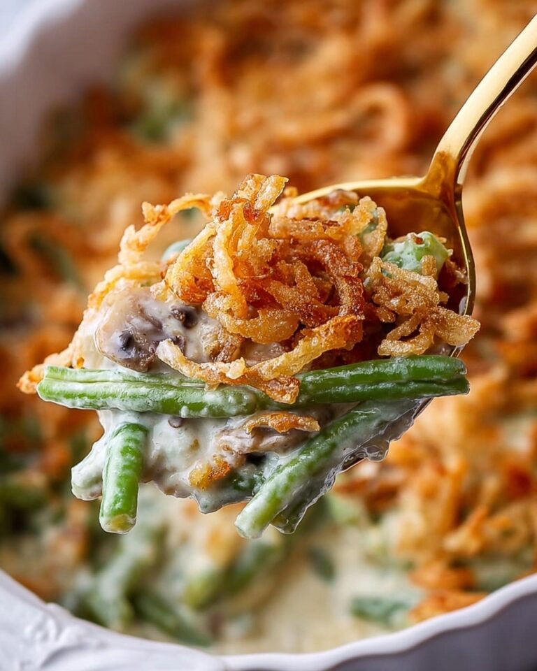Cheesy Mushroom and Onion Green Bean Casserole Recipe
