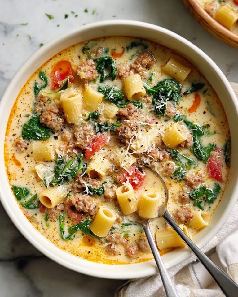Italian Sausage Soup with Spinach and Pasta Recipe