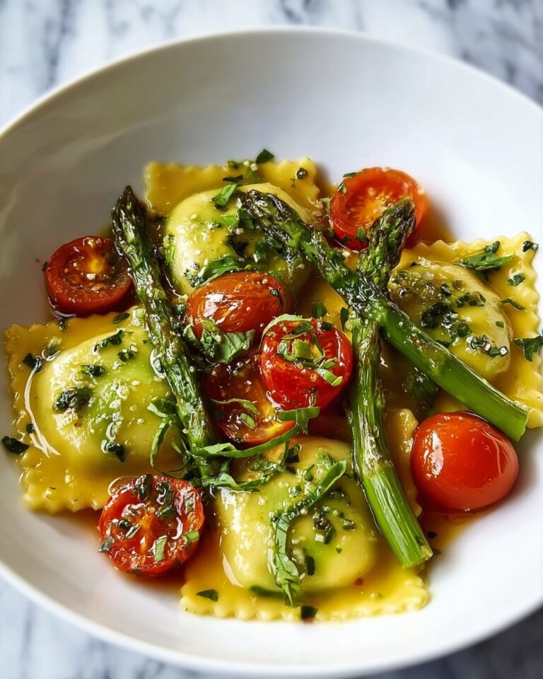Ravioli with Asparagus and Cherry Tomatoes in Lemon Herb Sauce Recipe