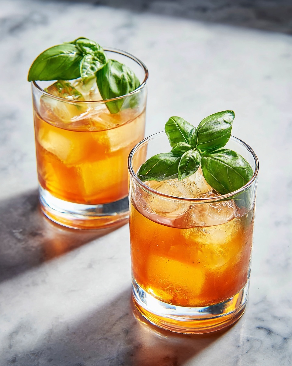Peach Basil Iced Tea Recipe - Recipe Image