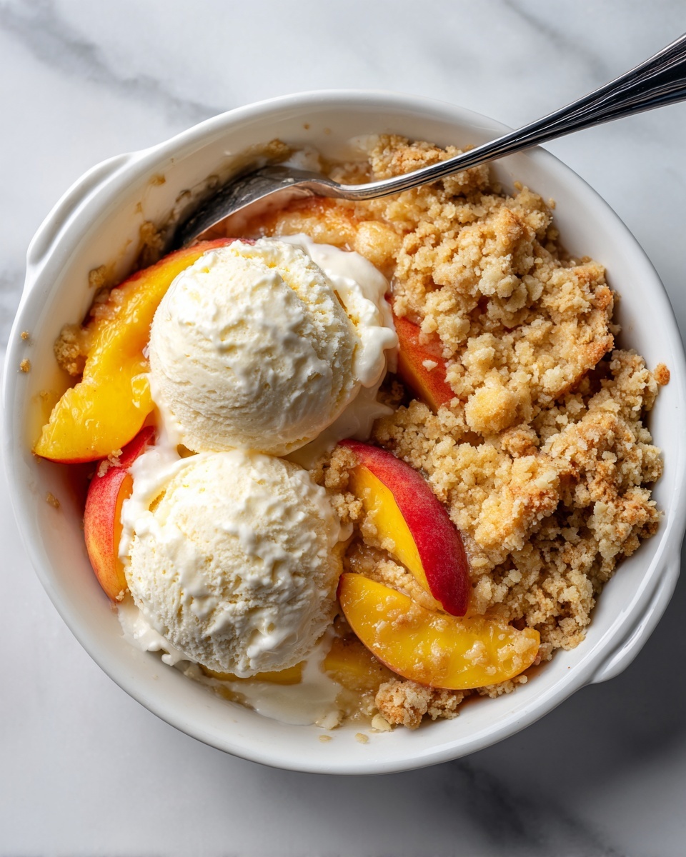 Peach Cobbler with Vanilla Ice Cream Recipe - Recipe Image